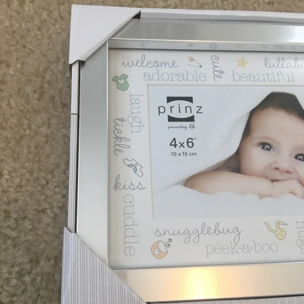 Prinz Silver 4x6 Photo Frame for new baby NIB